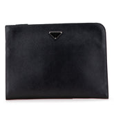 プラダ 三角ロゴプレート クラッチバッグ ブラック サフィアーノレザー レディース PRADA 【中古】